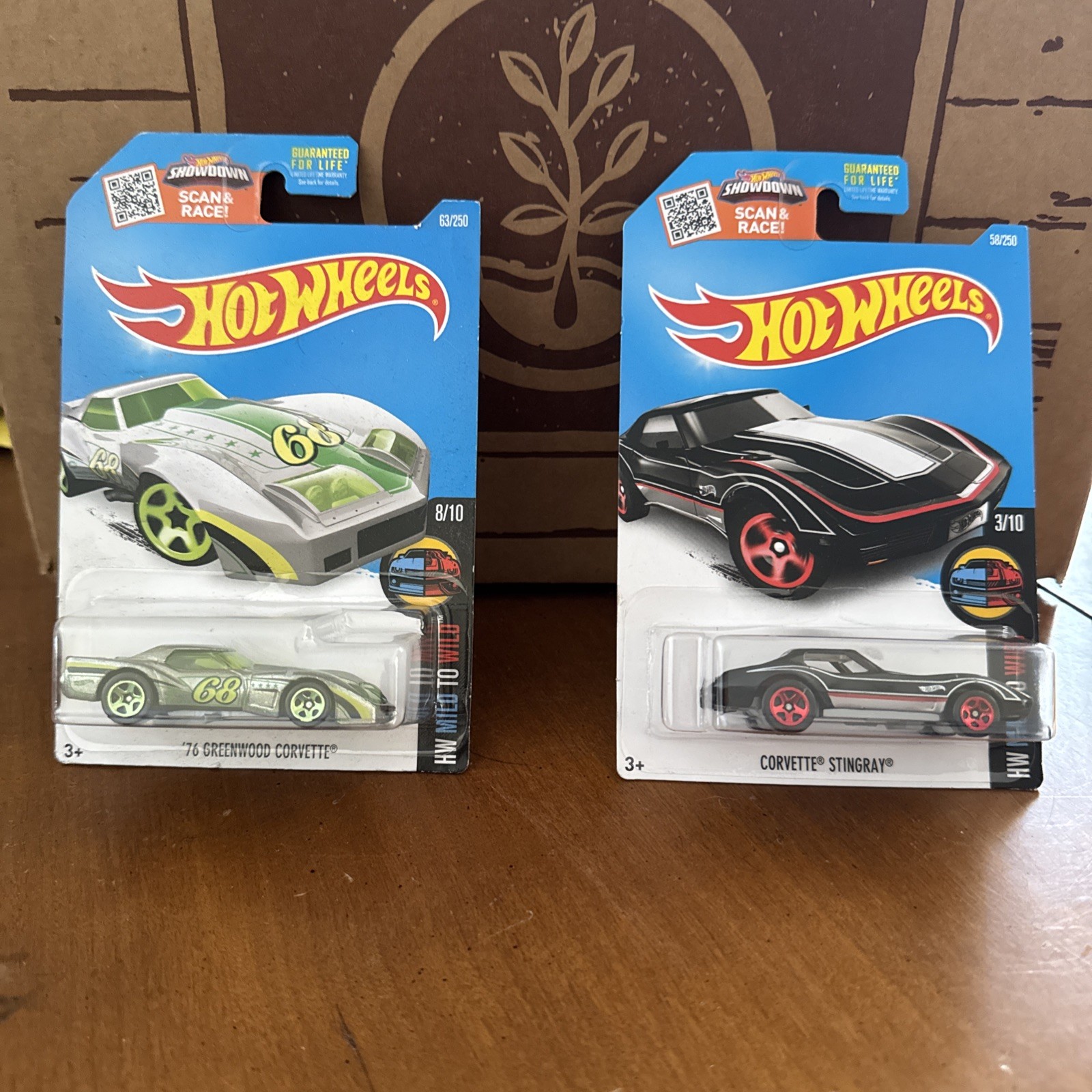 (2) Hotwheels 76 Greenwood Corvette / Corvette Stingray HW Mild To Wild