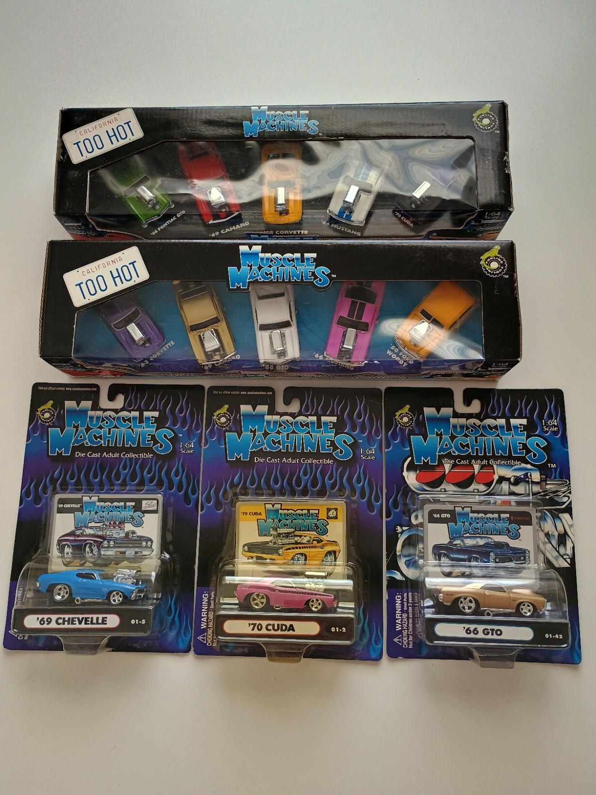 Muscle Machines Lot 1:64 Die Cast Chevelle Cuda GTO Mustang Camaro Corvette Ford