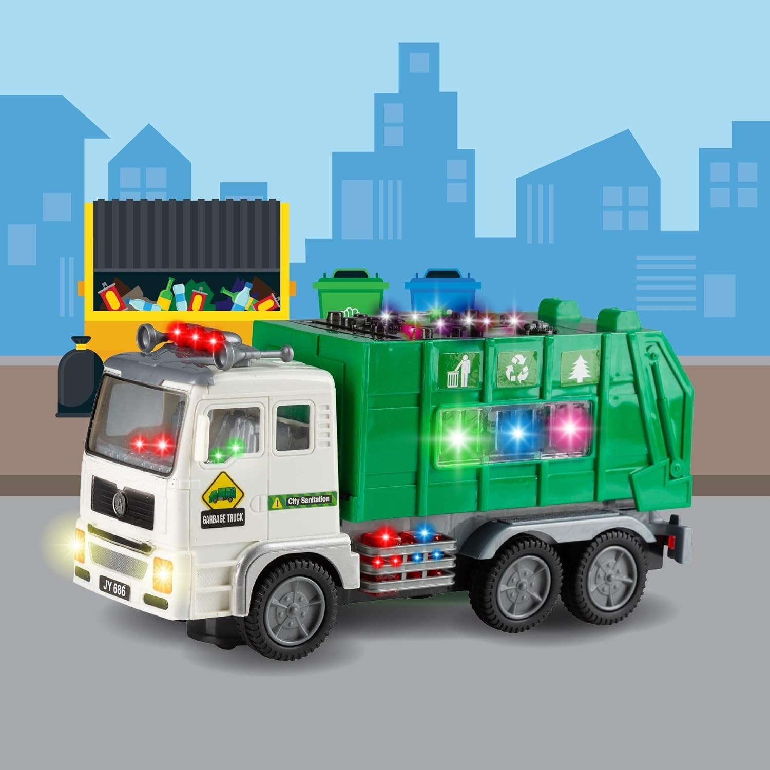 Interactive 4D Toy Garbage Truck with Lights & Sounds – Perfect Gift for Kids 3+