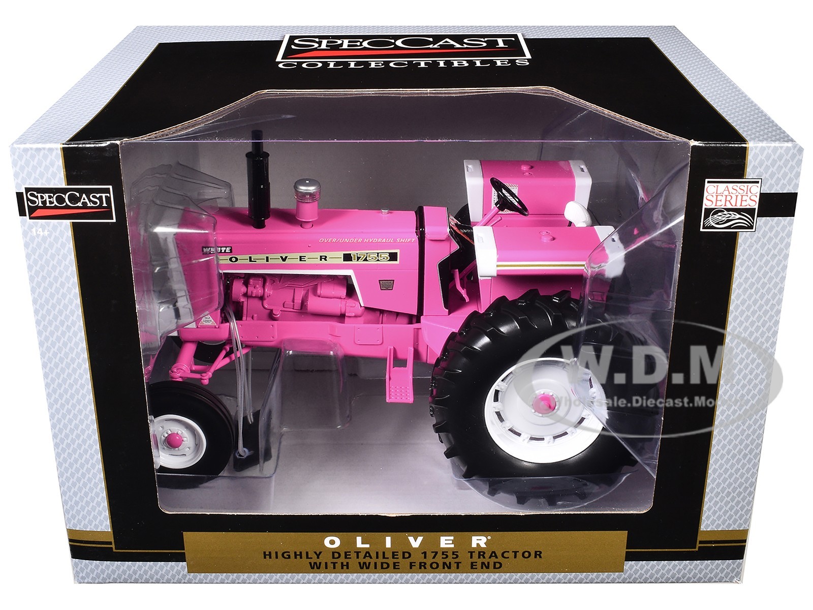 OLIVER 1755 OPEN STATION WIDE FRONT TRACTOR PINK 1/16 DIECAST BY SPECCAST SCT978