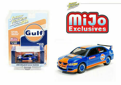 JOHNNY LIGHTNING 2004 BLU/ORANGE MITSUBISHI LANCER EVOLUTION GULF JLCP7249-4D
