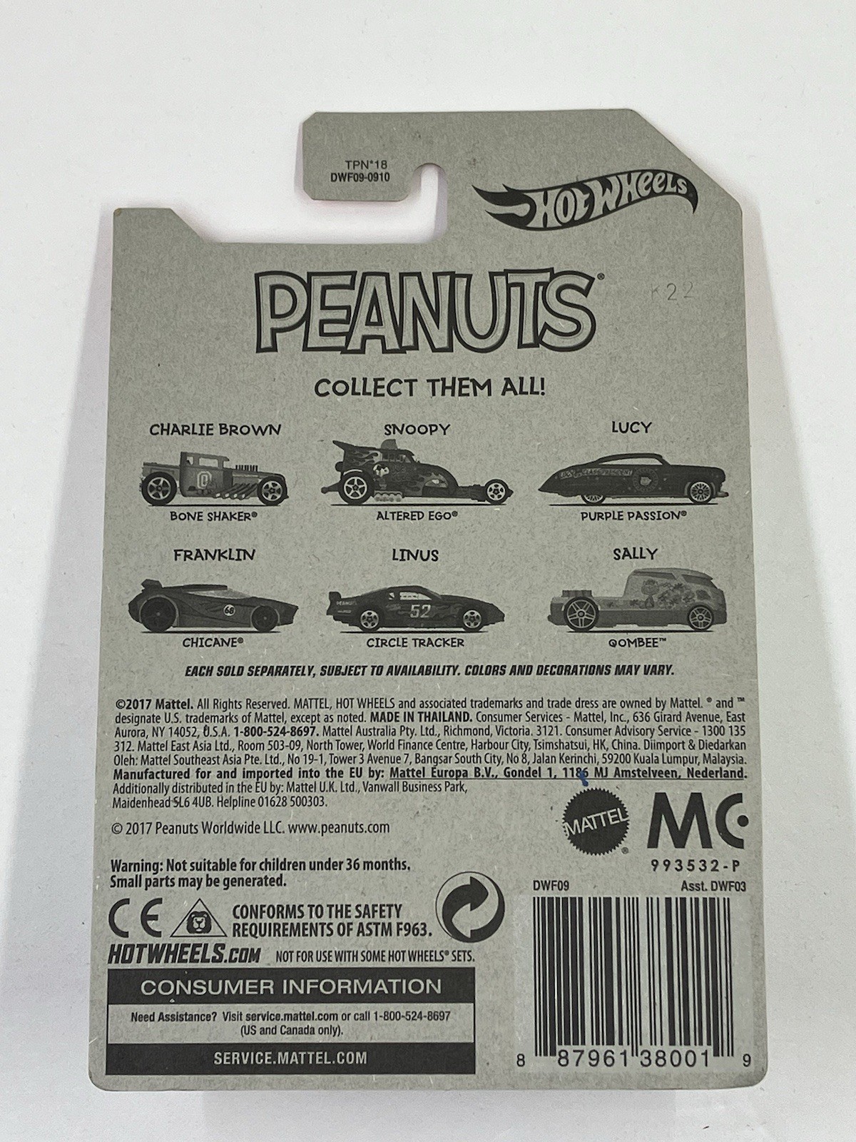 Hot Wheels – Peanuts – Complete Set of 6