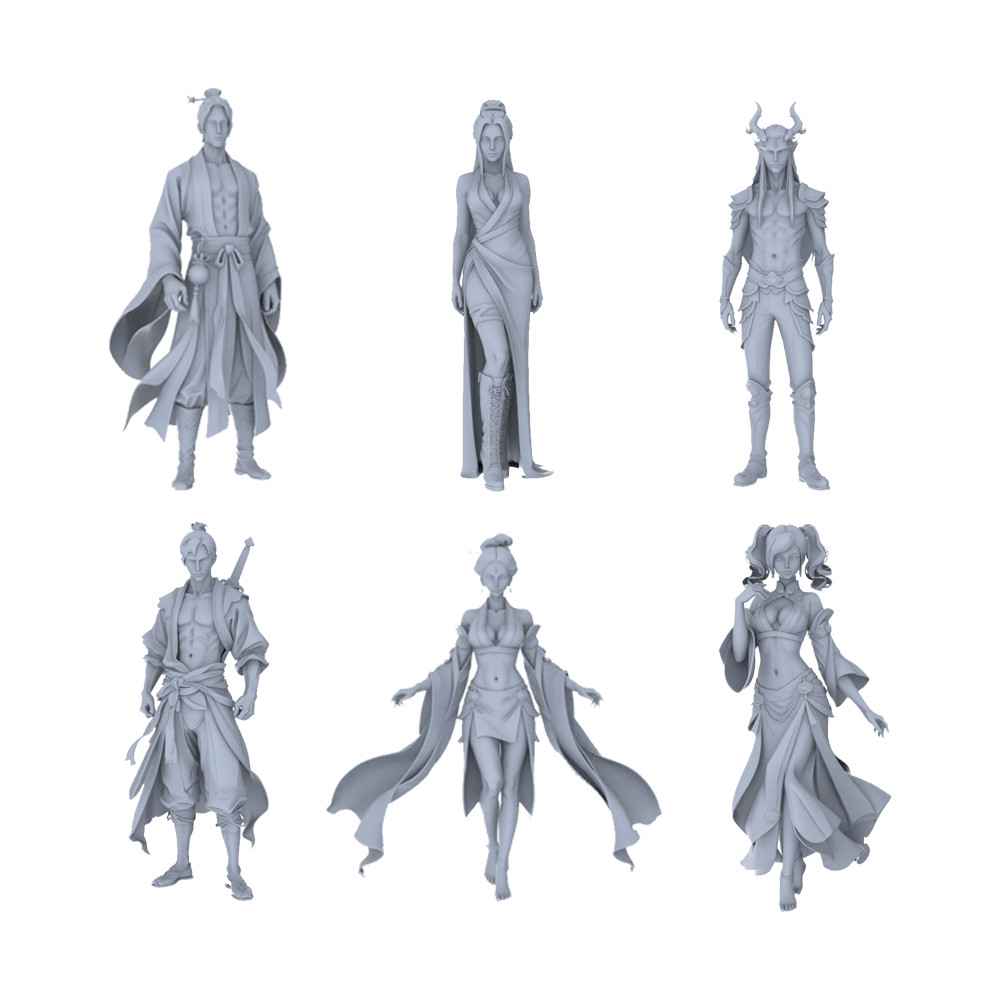 LYTR165 1/64/87/160 Ancient Style Fantasy Characters Xianxia Demon Figures Scene
