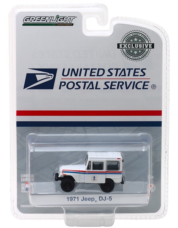 GREENLIGHT 1971 JEEP DJ-5 UNITED STATES POSTAL SERVICE USPS 1/64 WHITE 29997