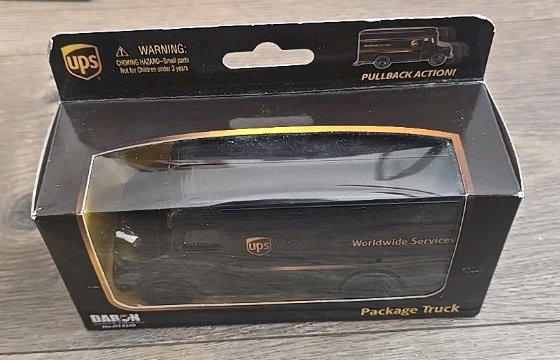 UPS 5.5″ Package Truck Daron Toys Plastic Pullback Action Open Box Free Ship