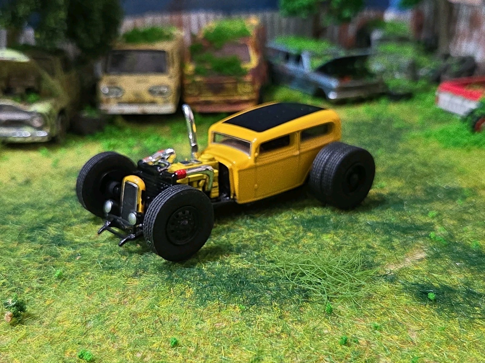 Custom 1:64 street Rat Rod lowered hot FORD chopped panel paddy wagon HotWheels