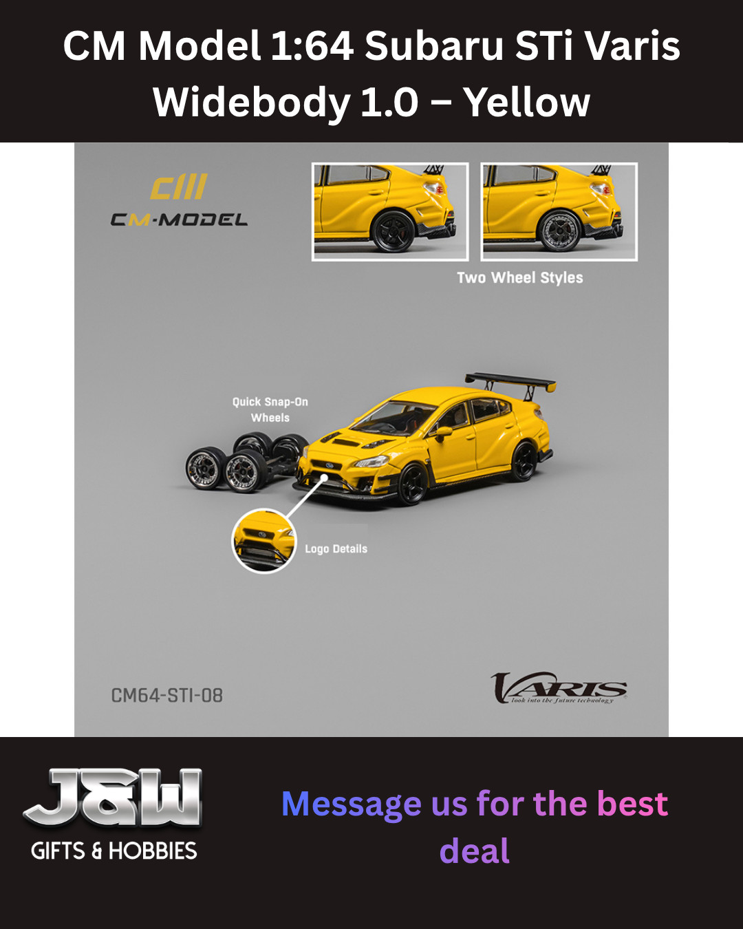 CM Model Subaru STi Varis Widebody 1.0 Yellow 1/64
