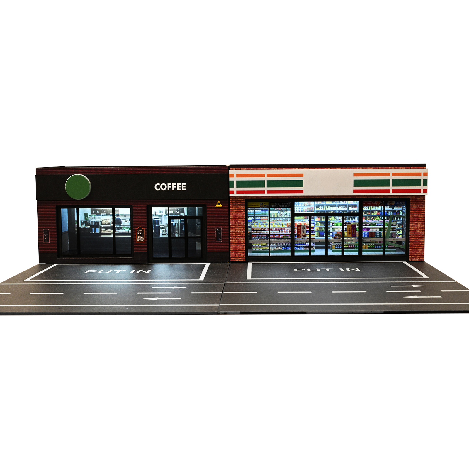 1/64 Diorama Car Garage Model LED Light City Street House Building Model Display