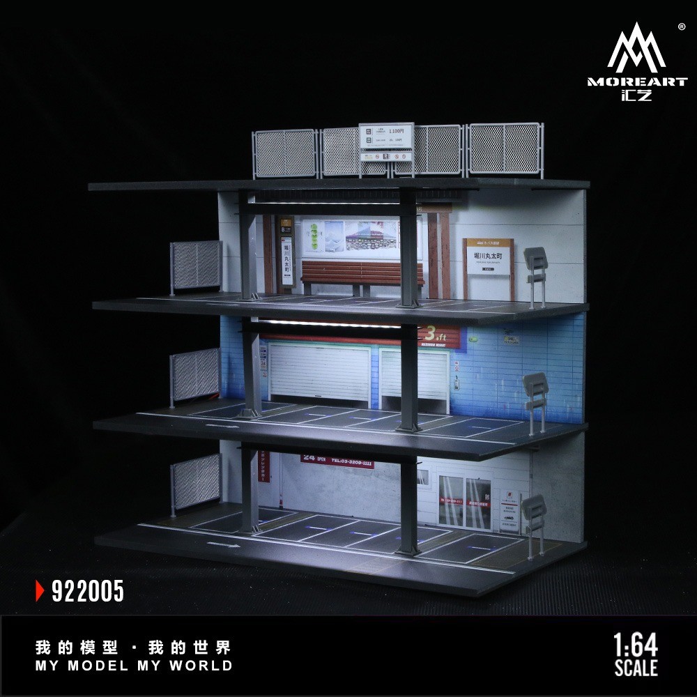 1/64 Diorama Car Garage Model City Street Parking Lot Scene Display Case Toy US