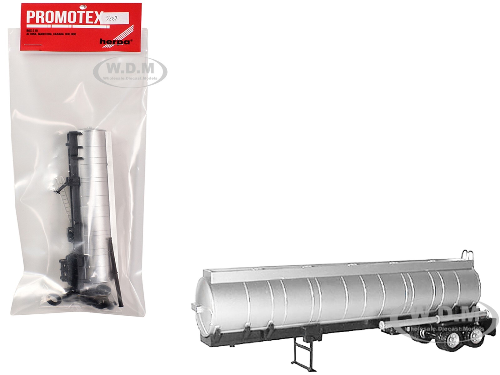CHEMICAL TANKER TRAILER SILVER 1/87 (HO) MODEL BY PROMOTEX 005287 S
