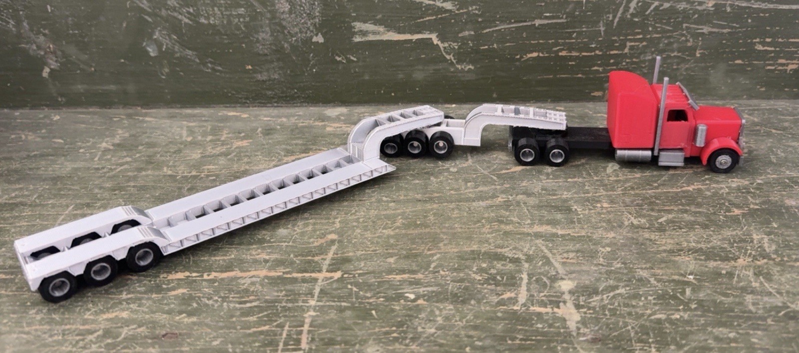 1:64 Scale 3 Axel Low Boy Trailer With converter dolly – Black – Heavy Haul