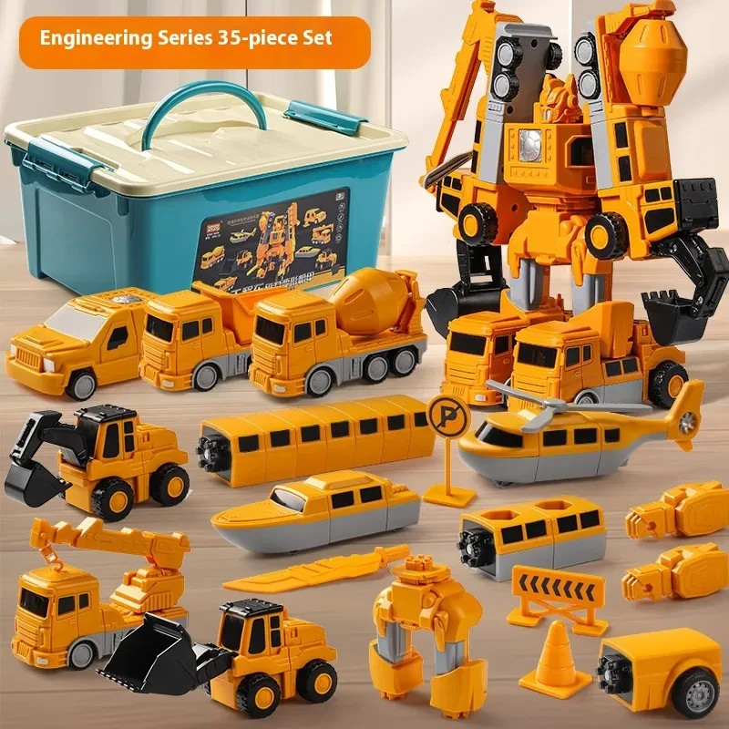 Magnetic Deformation Engineering Car Children’s Toy Building Block Toy 35pcs Set