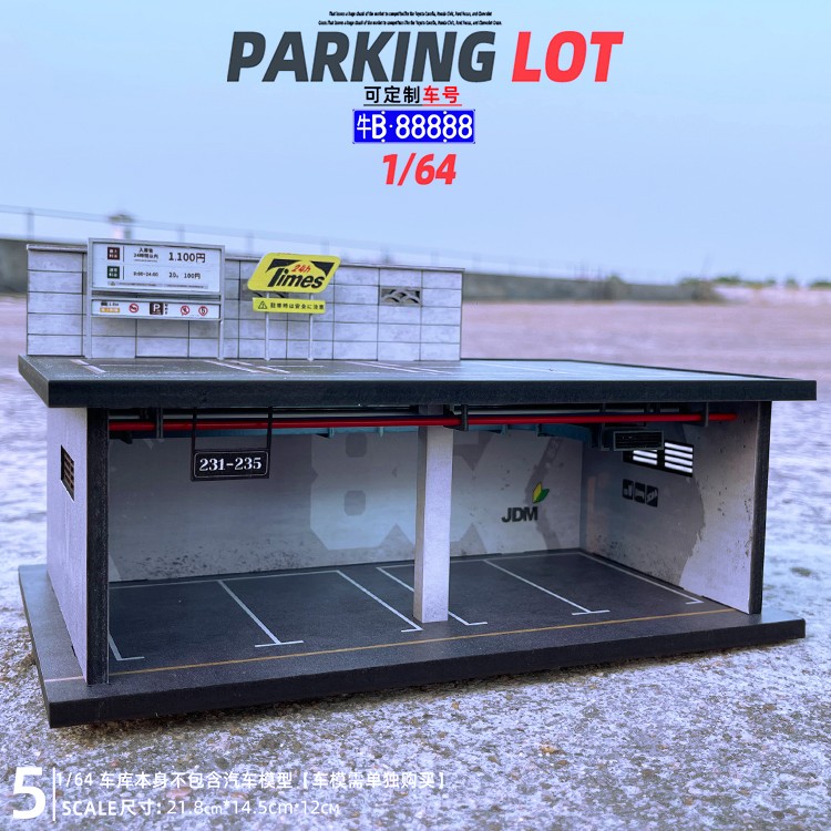 1/64 Diorama Car Garage Model LED Lighting Parking Lot Model Display Case US