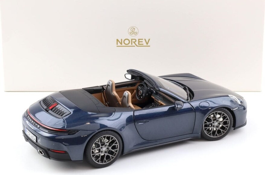 2025 Porsche 911 992-2 Carrera Cabriolet Open Top Blue Metallic in 1:18 scale