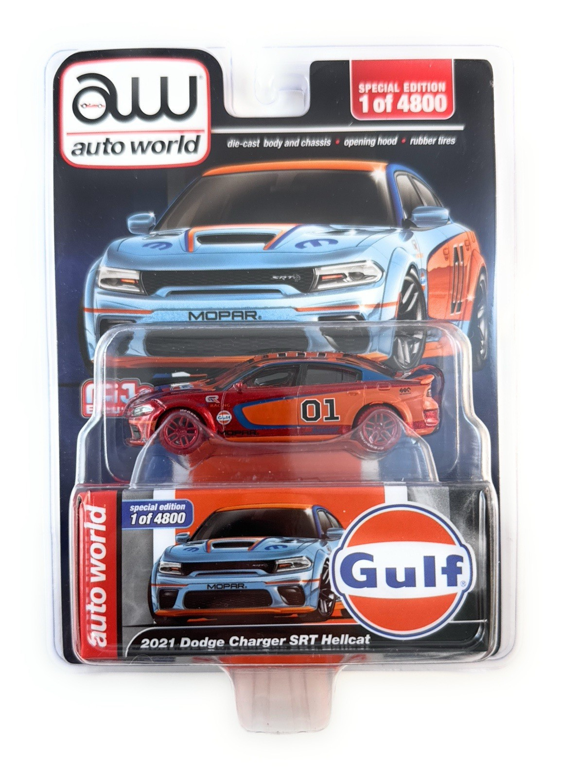 chase AUTOWORLD 1:64 2021 DODGE CHARGER SRT HELLCAT CUSTOM GULF LIVERY CP8084