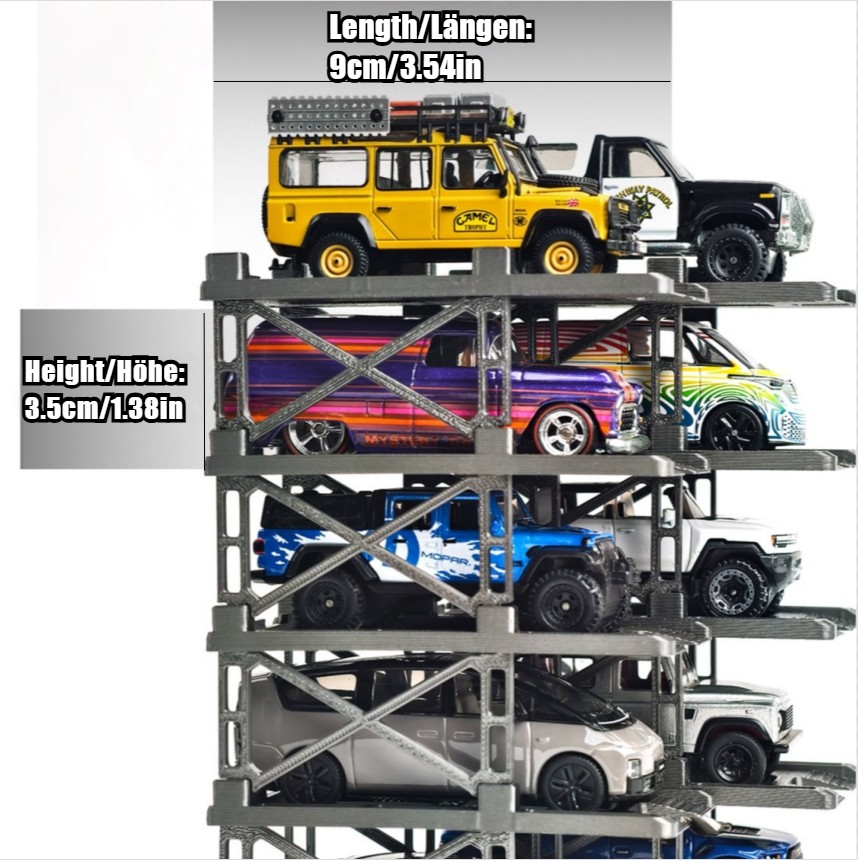 US Diorama 1/64 Parking Rack Model Set Garage Magnetic Acrylic Display Case Gift