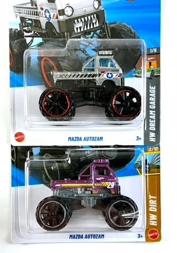 2026 & 2025 HOT WHEELS Mazda Autozam Monster Truck, Texas Toot Zamac,Purple 2pcs