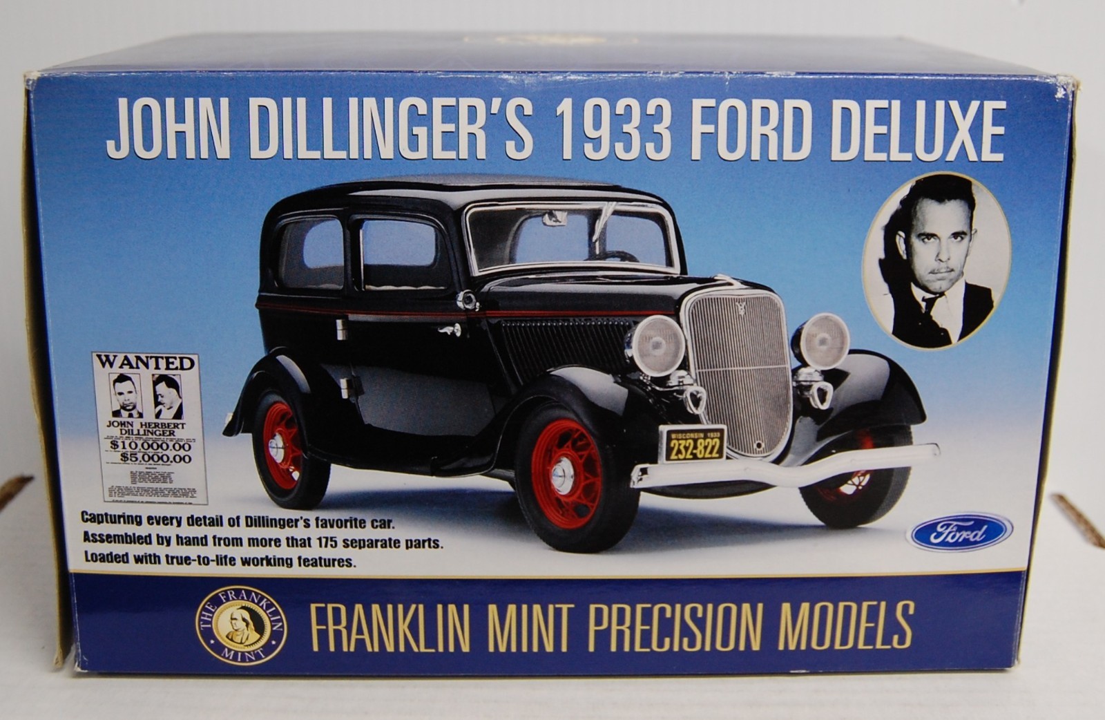 Franklin Mint John Dillinger’s Getaway Car 1933 Ford Deluxe 1:24 Broken Pcs READ
