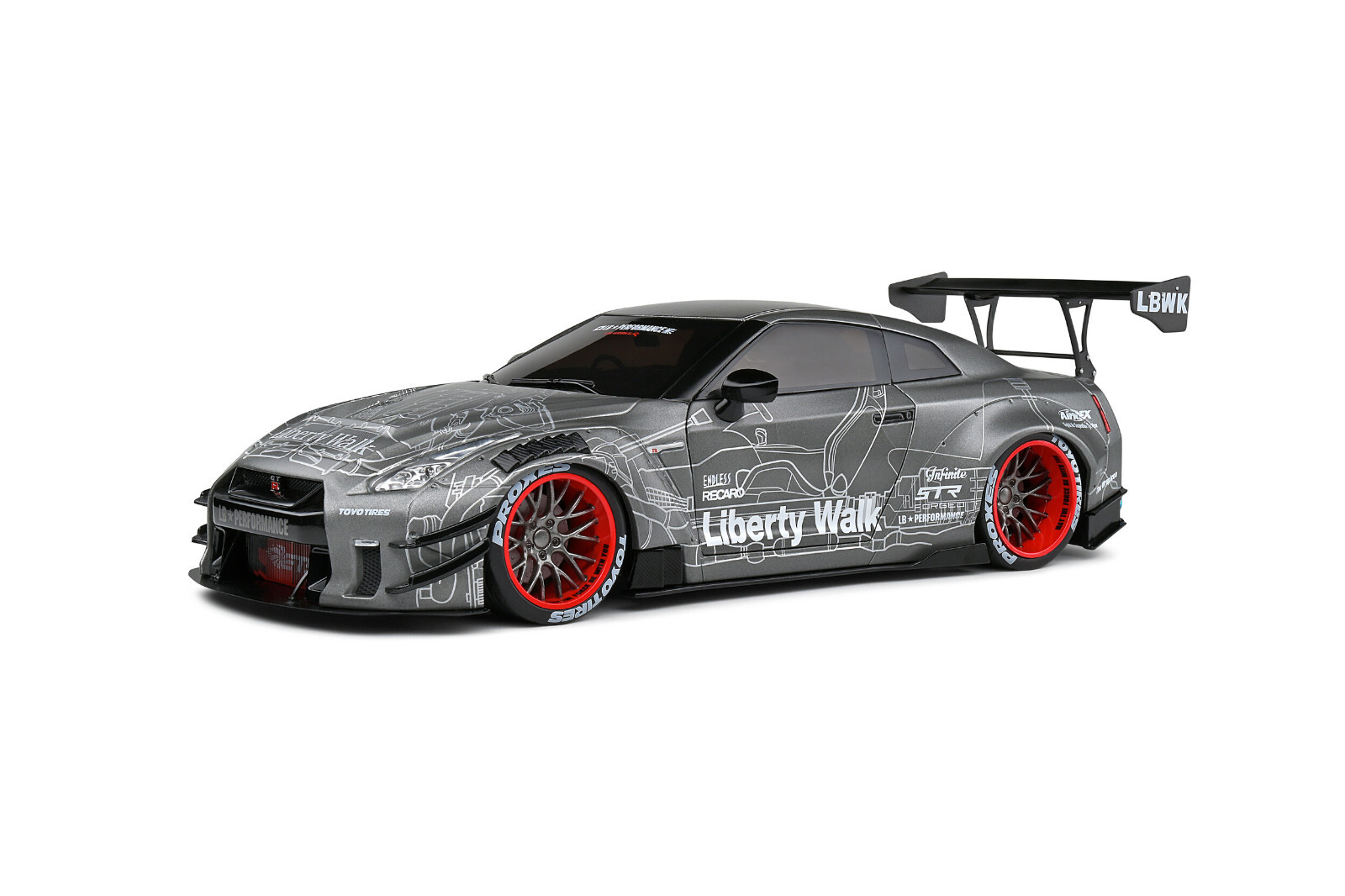 2020 Nissan GT-R (R35) W/ Liberty Walk Body Kit 2.0 (S1805810) 1/18 Scale Solido