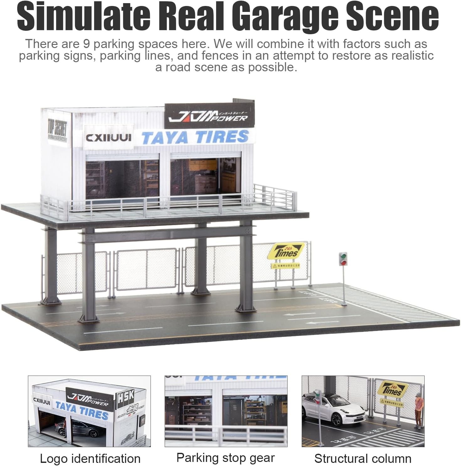 US Diorama 1:64 Die-Cast Car Garage Model City Street Repair Building Gift Scene