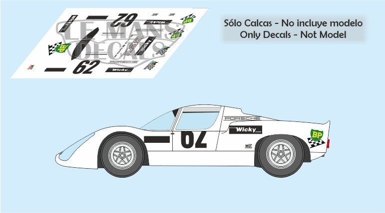 Decals Porsche 907 Le Mans 1970 TEST 62 1:32 1:43 1:24 1:18 decals slot wicky