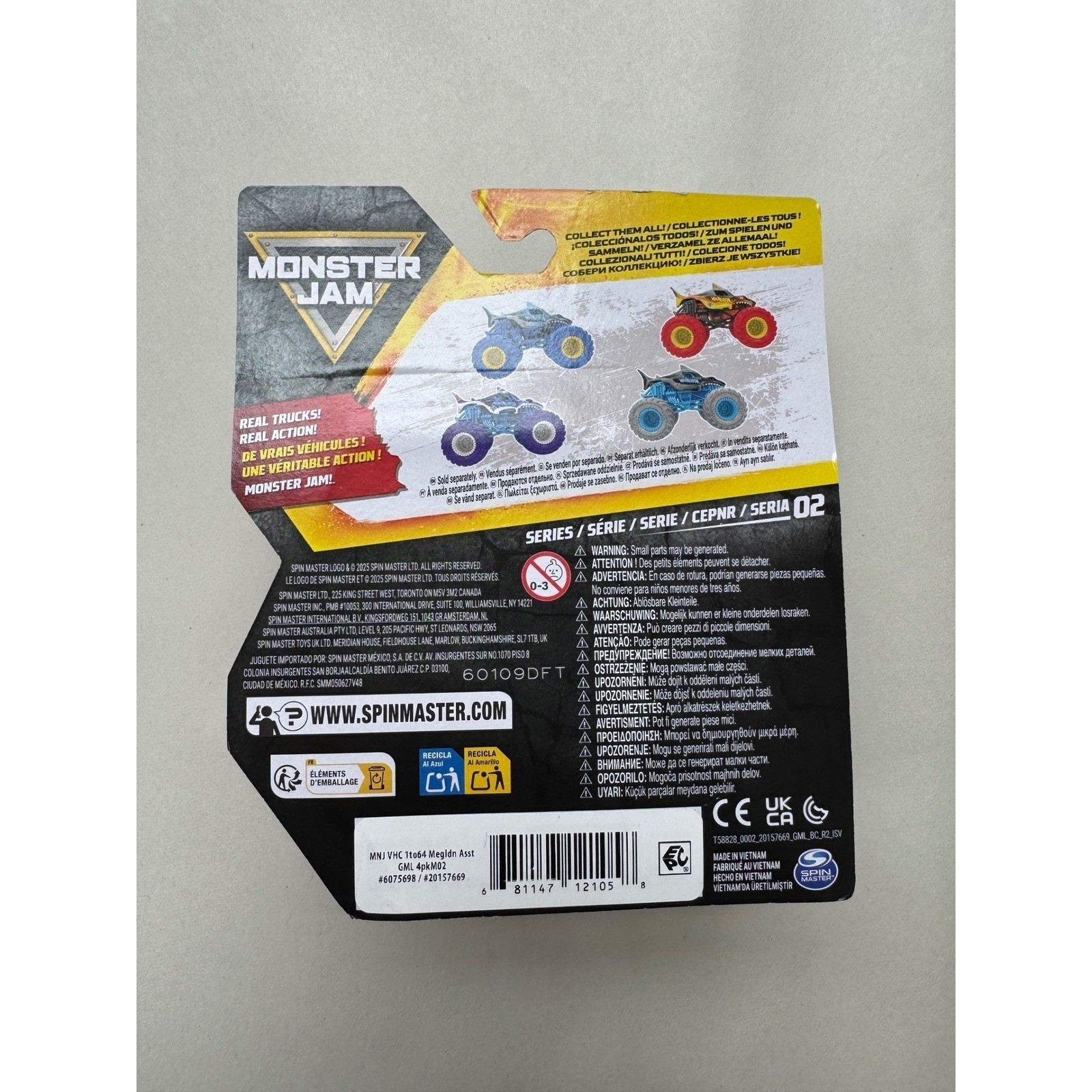 Monster Jam Megalodon Monster Truck 1:64 Scale Series 02 Blue Purple BKT Tires