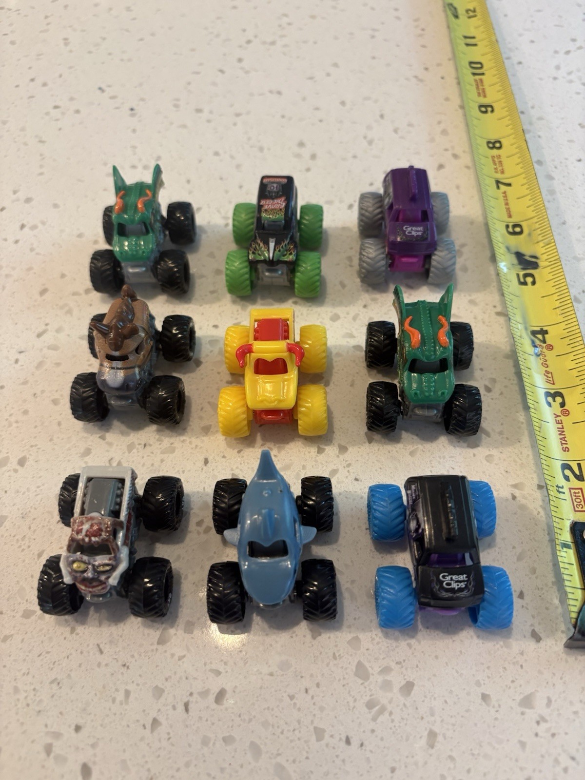 Nice Lot of 9 Spin Master Monster Jam Mini Trucks 1/87 Free Ship in USA