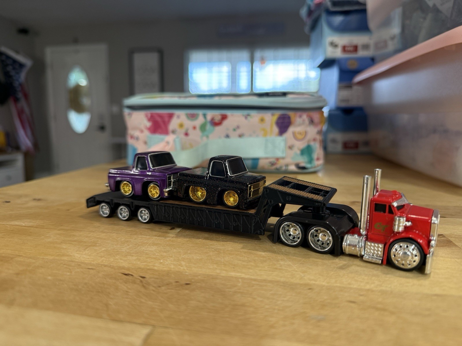 3D Printed Car Tuned Rig 2 Car Trailer 1:64
