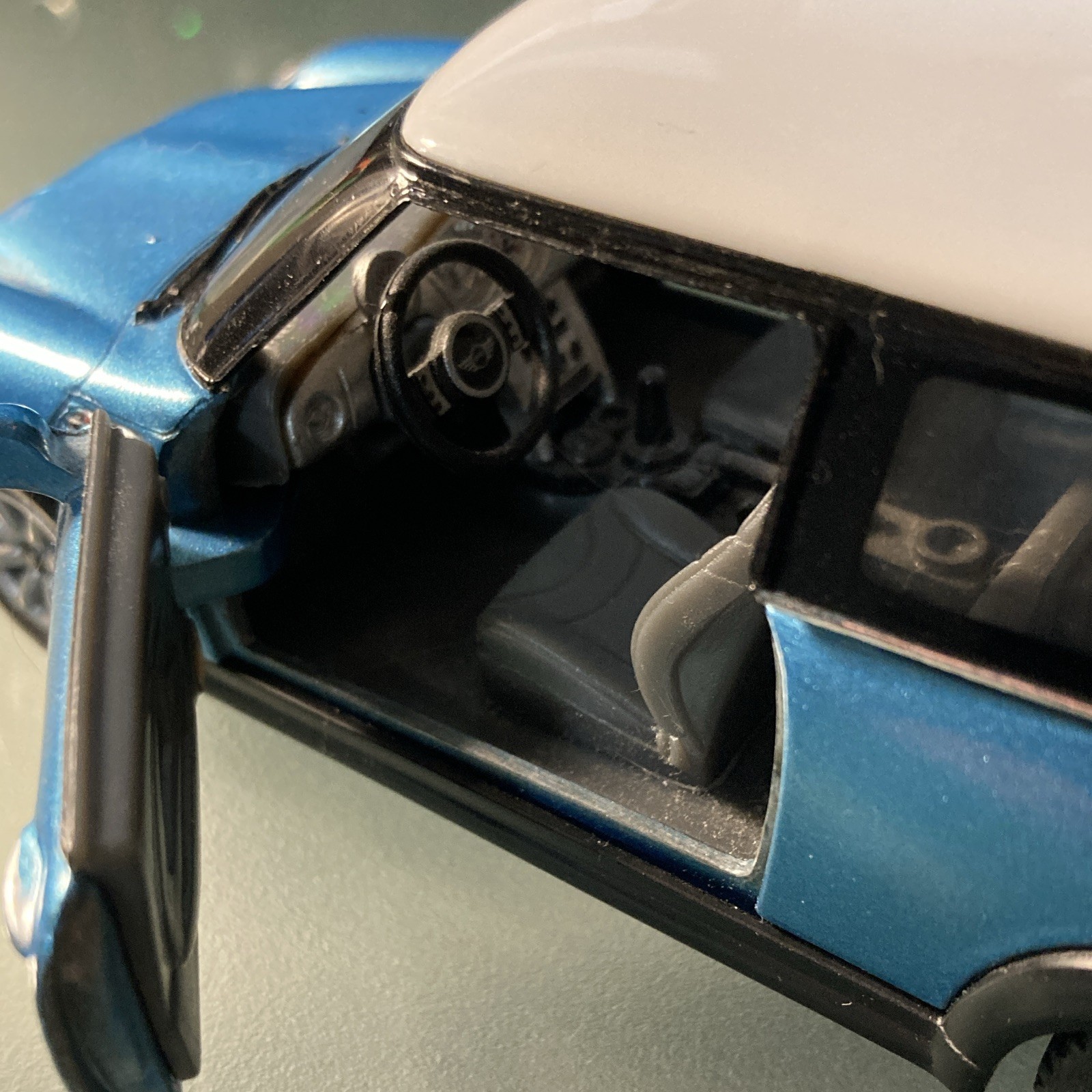 Kinsmart MINI Mini Cooper S Blue/White Roof Diecast Car Model Opening Doors