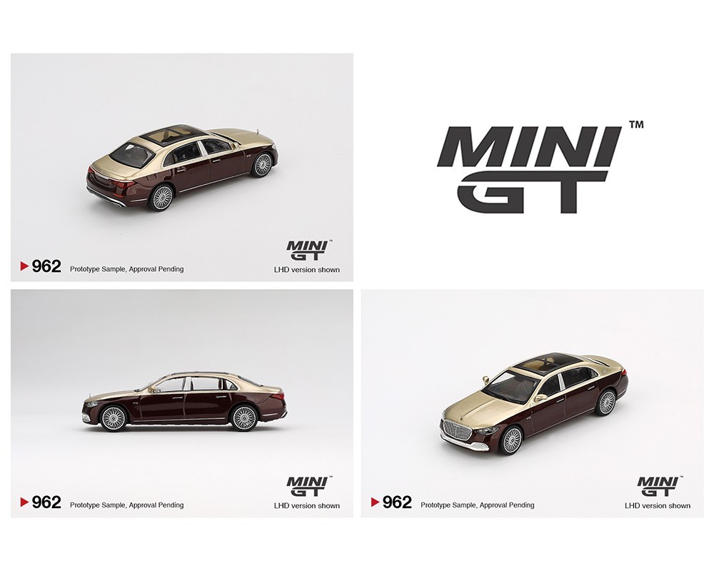 Mini GT 1:64 Mercedes-Maybach S680 Gold / Dark Red Metallic MGT00962 Diecast Car
