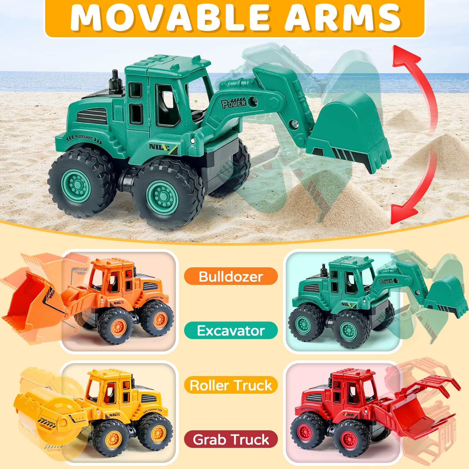 Construction Toys for 3 Years Old Boys Girls Kids, Friction Powered Construct…