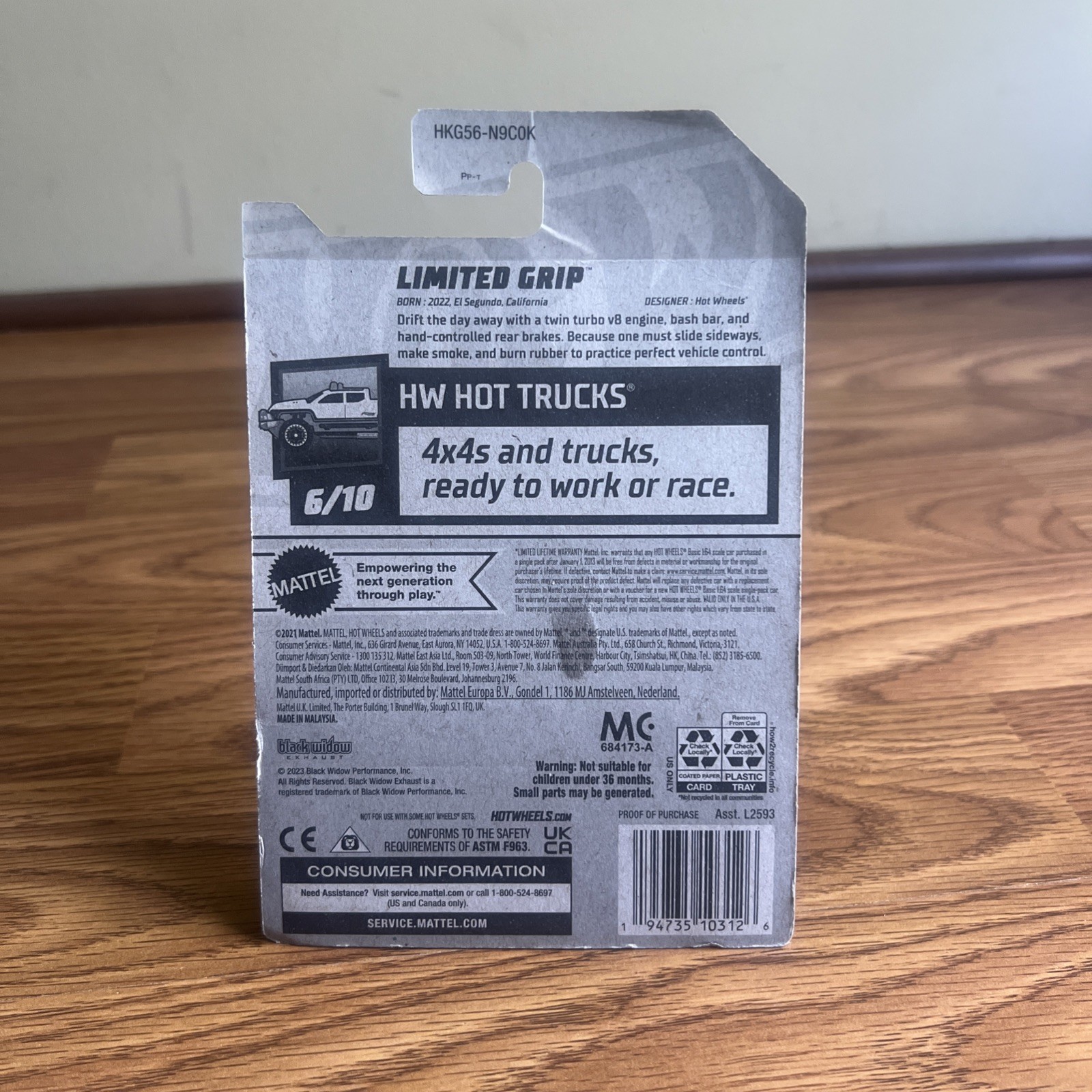 Hot Wheels 2023 HW Hot Trucks 6/10 Grip Black Chevrolet S-10 Die Cast Car #D1