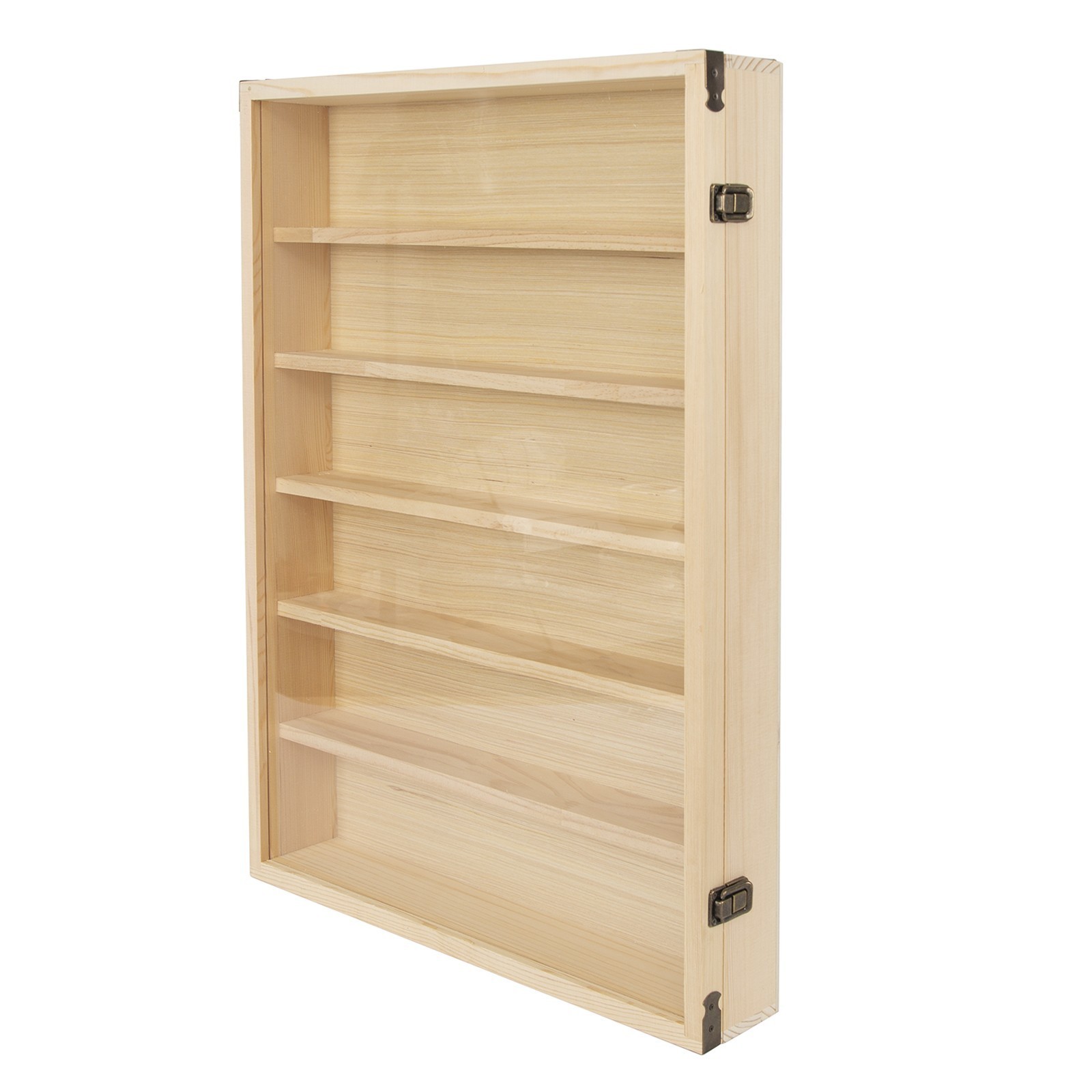 6-Tiers Wooden Wall Display Case Lockable Cabinet for Model Toy Collection Stand