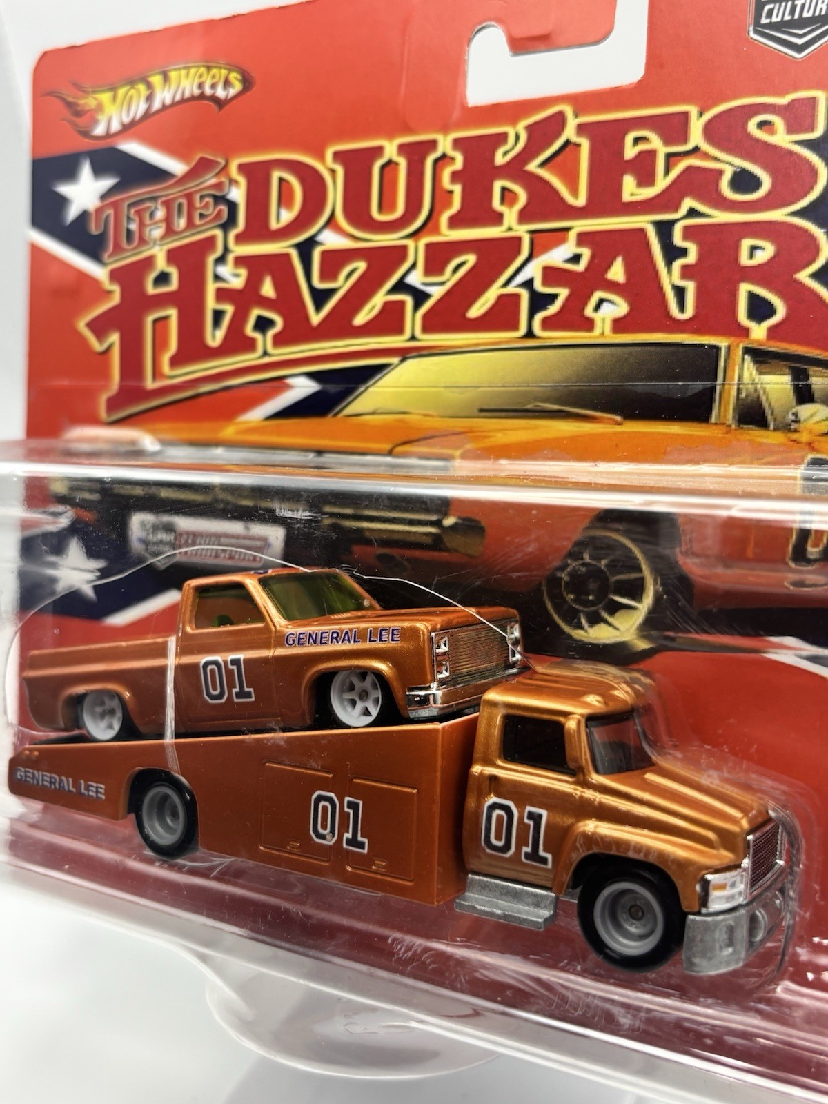 HOTWHEELS TEAM TRANSPORT DUKES OF HAZZARD 83 Chevy C10 GENERAL LEE & FORD C800