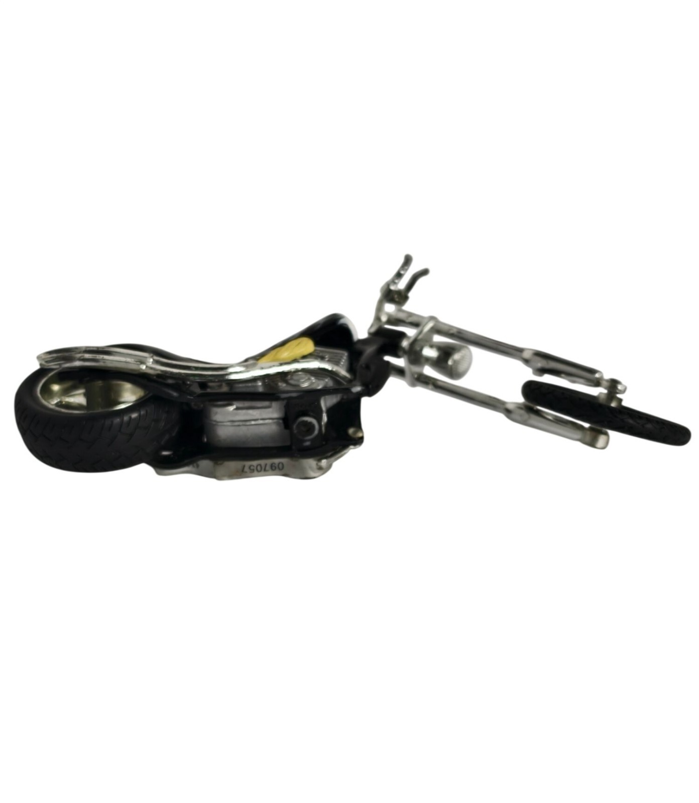 Iron Chopper Motorcycle Die-Cast Model Custom Black Chrome 6″Flame Details Toy