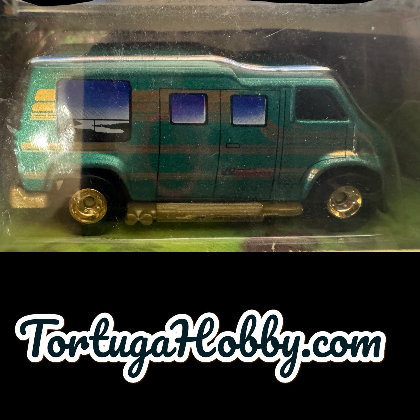 1997 – Hot Wheels JC Whitney Promo Green Custom Van w/REAL RIDERS & Chevy Truck