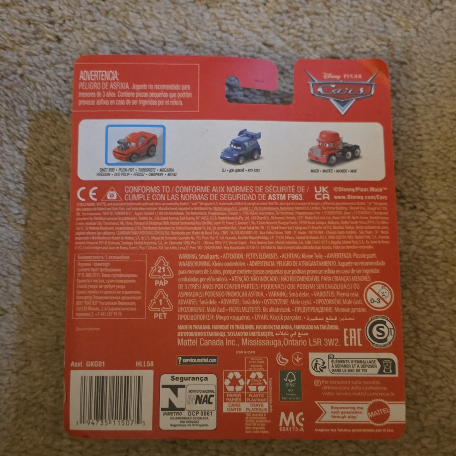 Mattel Disney Pixar Cars Mini Racers 3-Pack Metal Diecast Cars Unopened