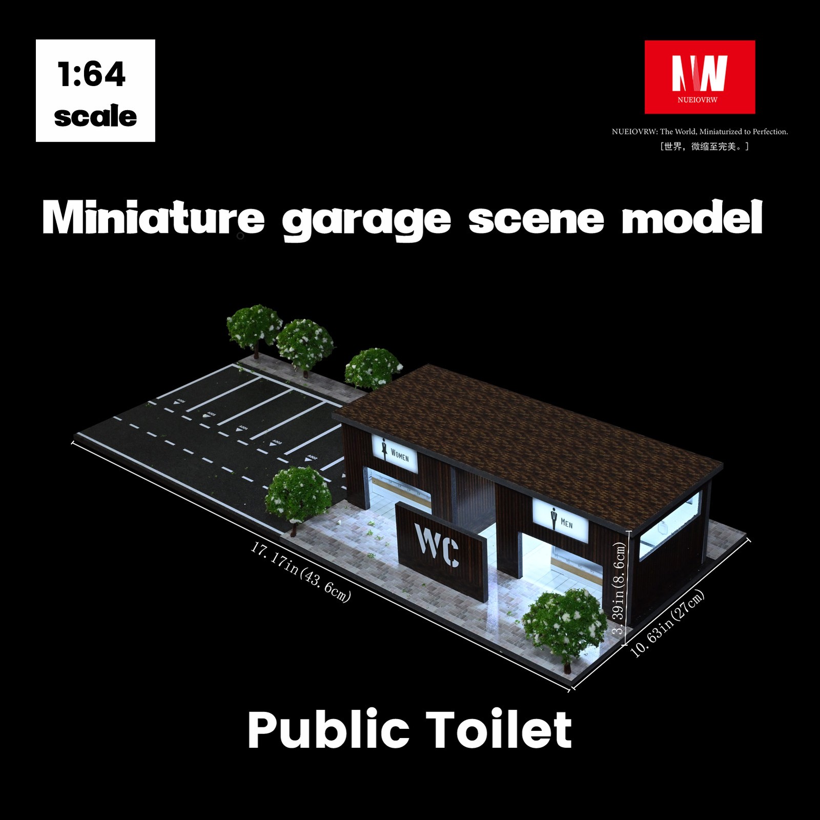 Diorama 1/64 Diecast Car Garage Model LED Street Toilet Building Scene Gifts US