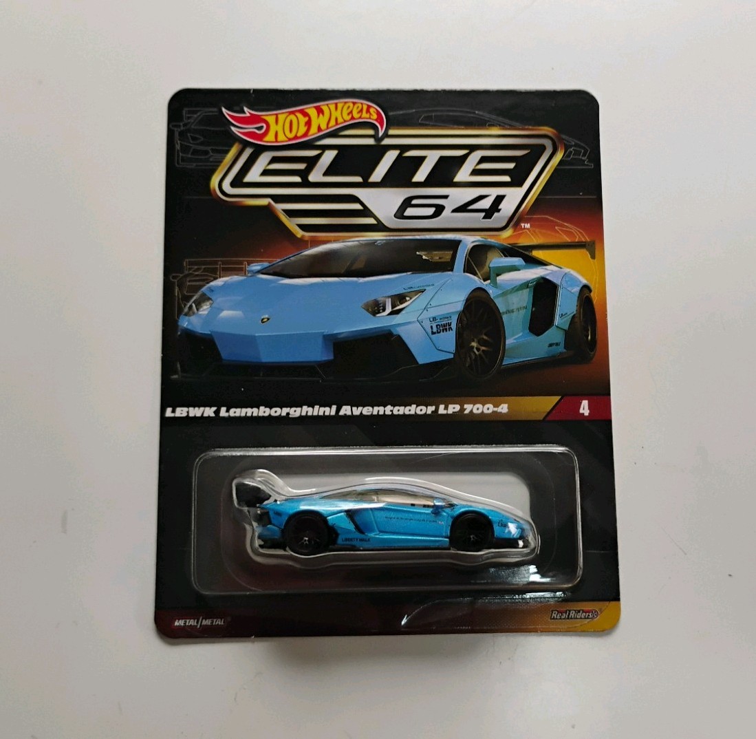 2023 Hot Wheels Elite 64 LBWK Lamborghini Aventador LP 700-4 Blue Real Riders