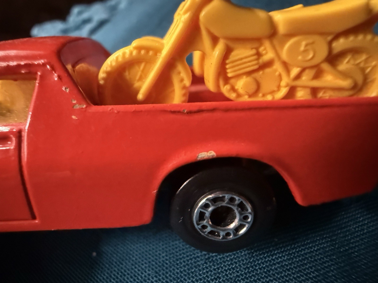 Lesney Matchbox 1977 Superfast No. 60 Holden Pickup Red Diecast w/ Dirt Bikes