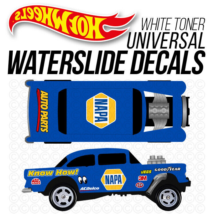 1/64 AUTO PARTS GASSER Custom White Toner Universal WaterSlide Decal Hot Wheels