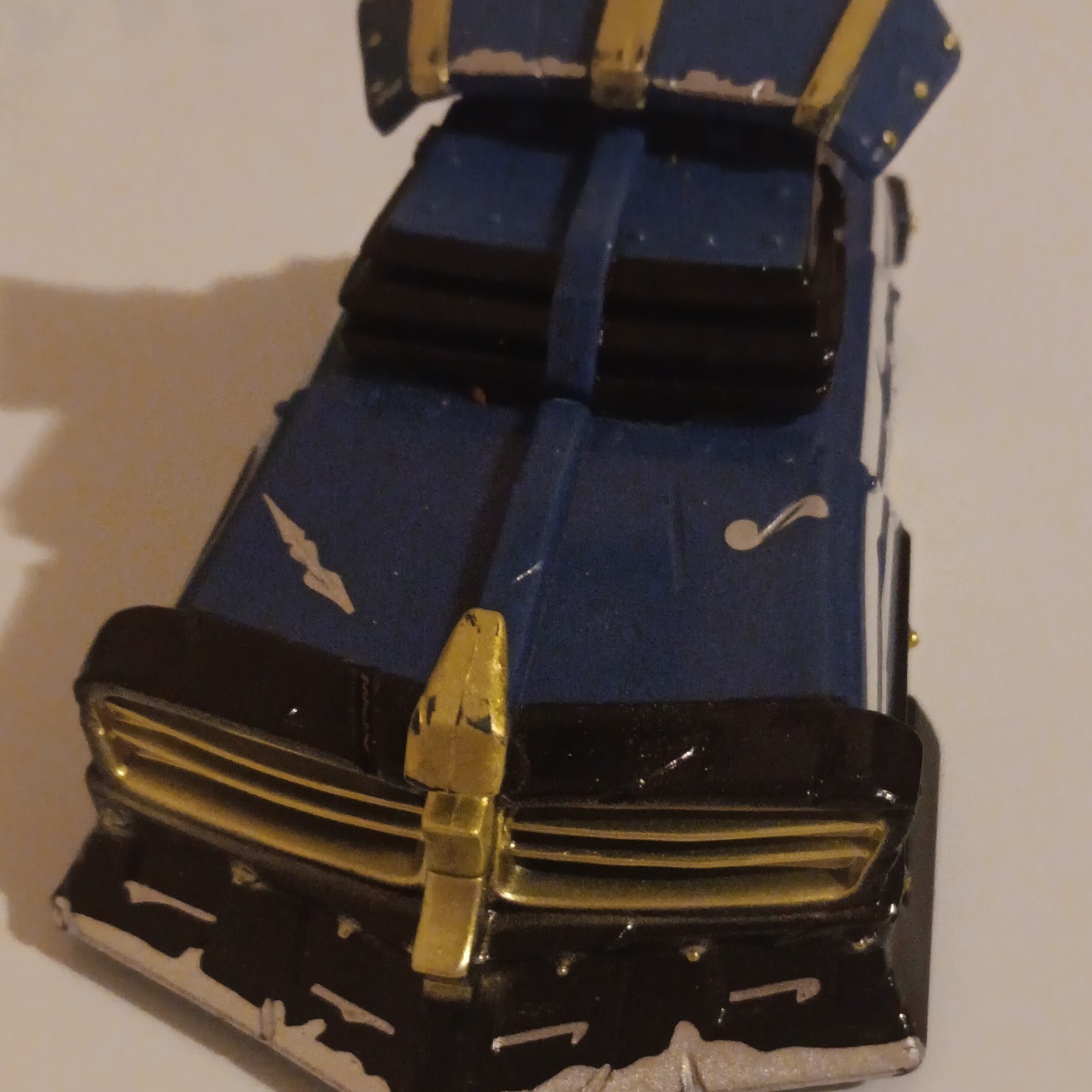 New Blue/Black Toy Vehicle Diecast-Style with Gold Details, Blue Black Gold