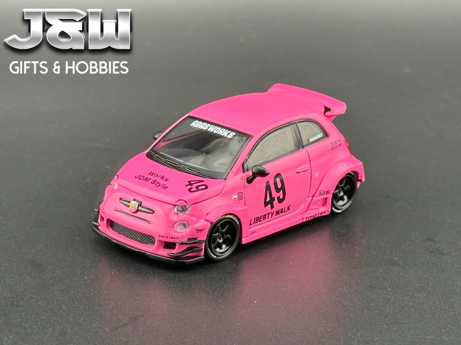 Mini GT ABARTH 595 LB-WORKS x Abas Works Pink #851 1/64