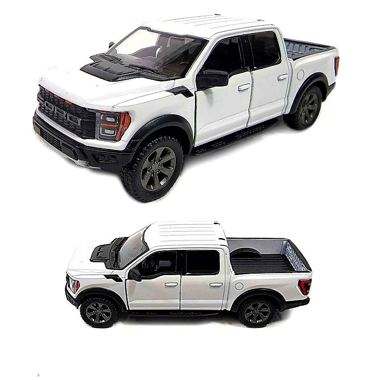 5436) Kinsmart 2022 Ford F-150 Raptor 1:46 Diecast Truck 5 inch white color.