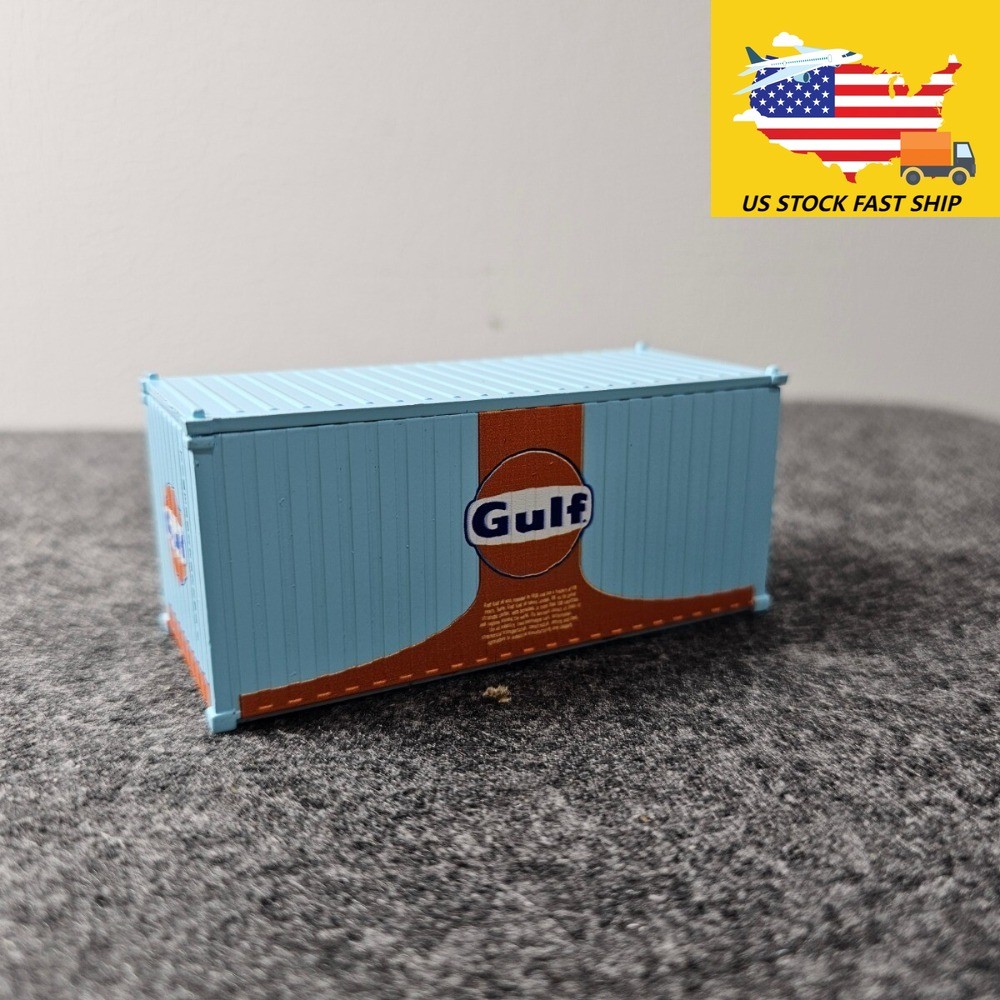 1:64 Alloy Gulf Painted 20′ Container Box Model Miniature Scene Barn Door Open