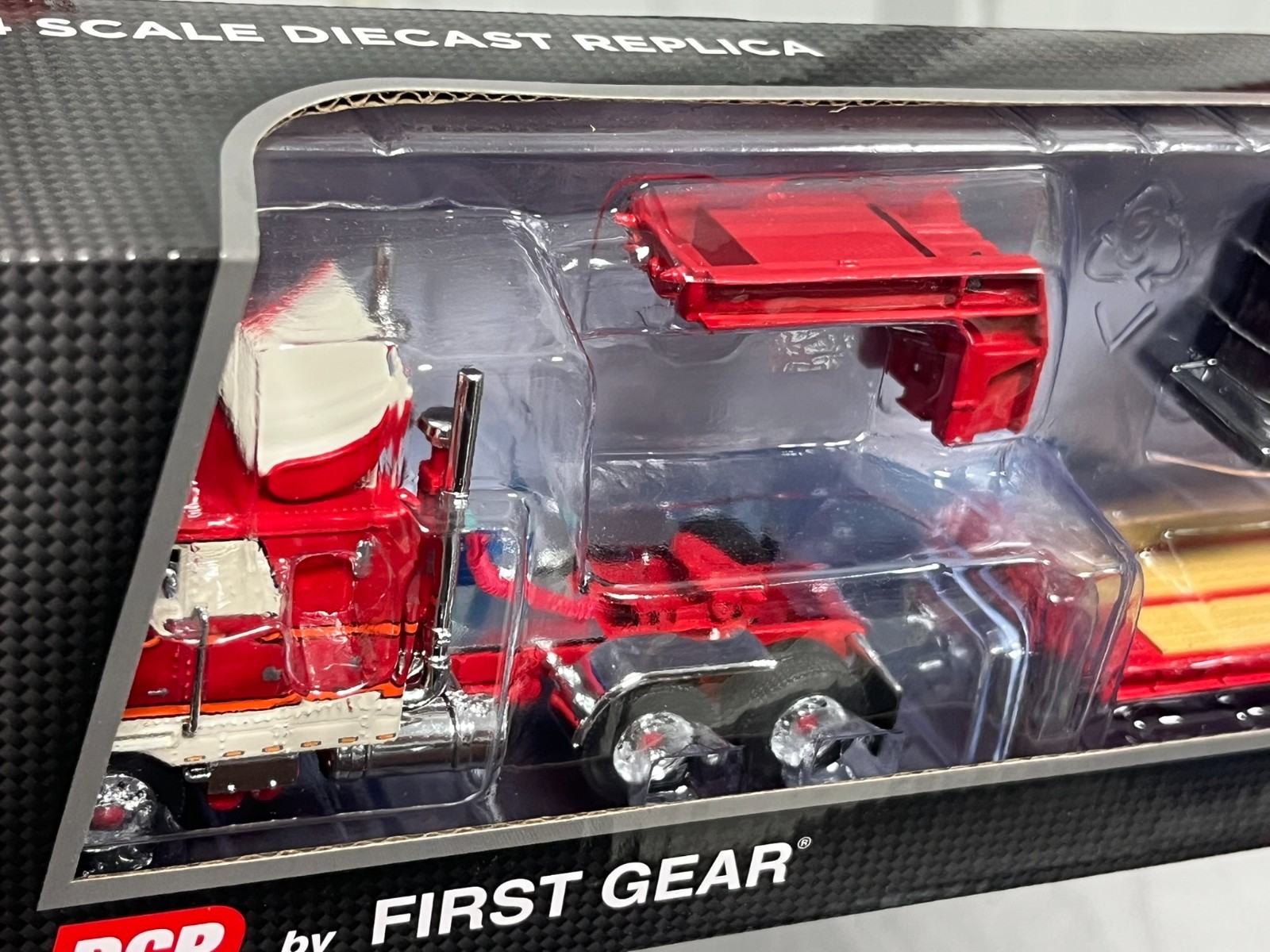 PETERBILT 352 COE Roger Low Boy w Coil LOAD NIB DCP 1:64 60-1308 Red AirFoil