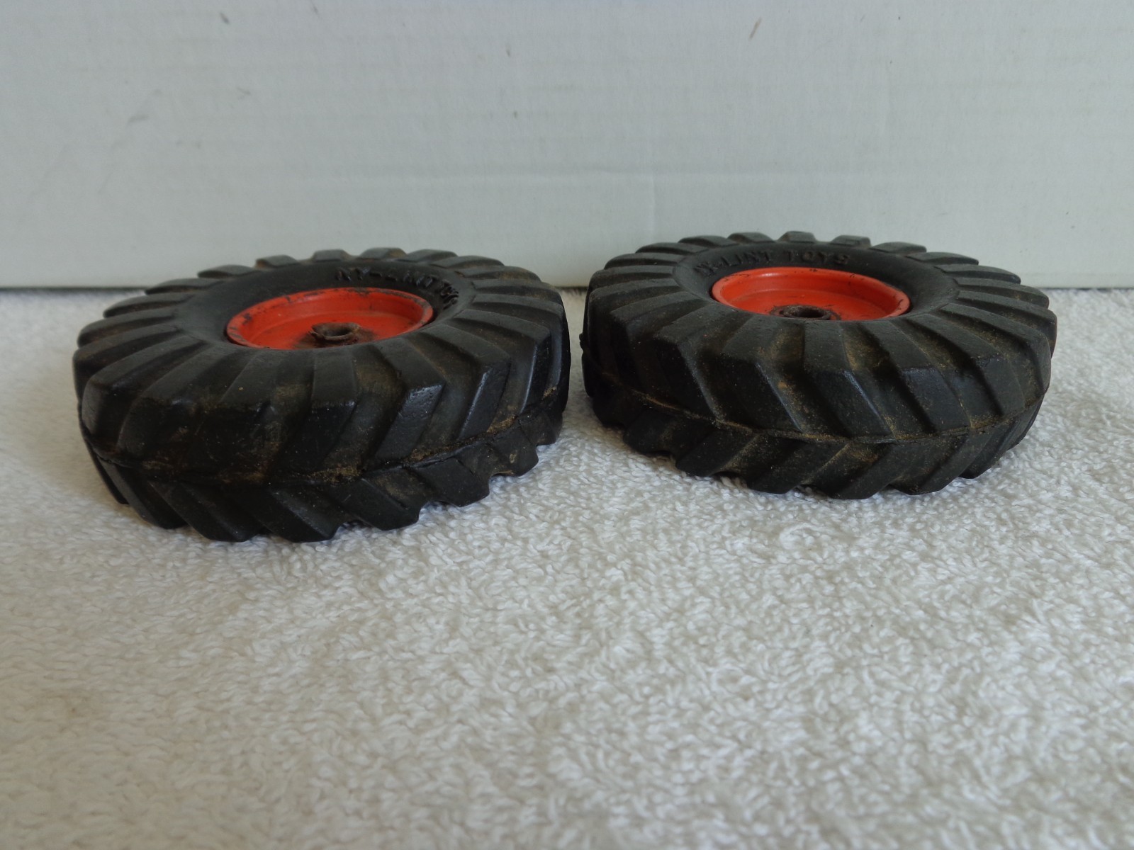 Vintage Nylint Wheels Set Of 2 Hard Rubber 3-3/4 D x 1-1/8 W For Truck Tractor