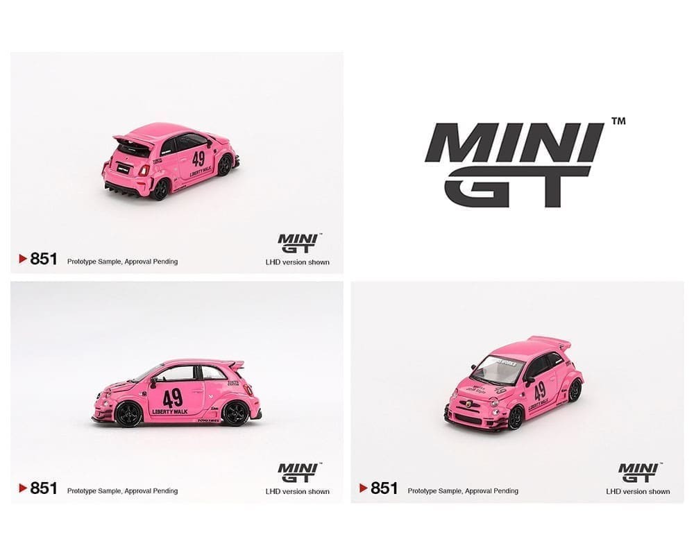 MINI GT #851 – PINK – LIBERTY WALK x ABAS WORKS ABARTH 595 – USA EXCLUSIVE