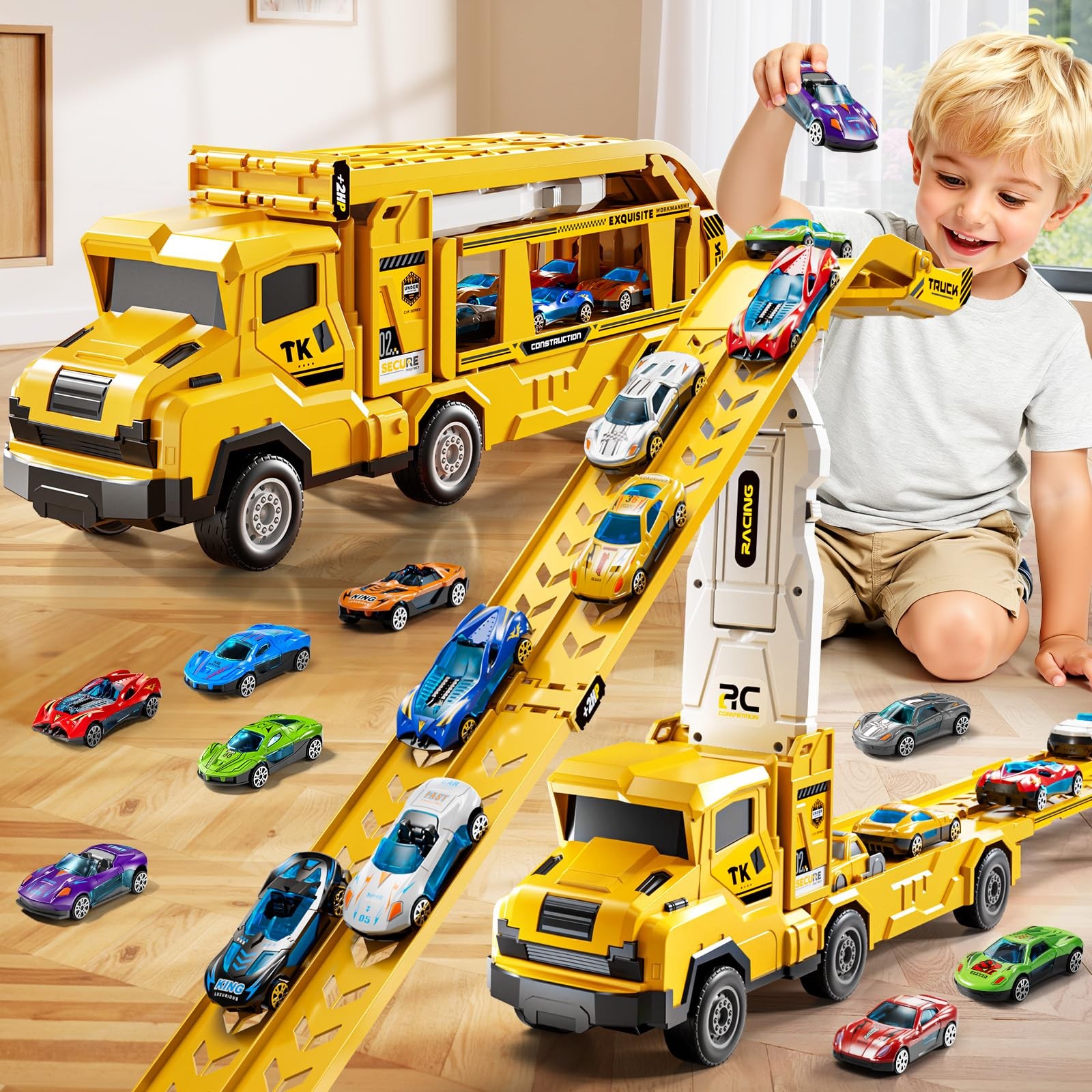 Toddler Car Truck Toys for 3 4 5 6 7 8 Years Old Boys, Transporter Truck Toy …
