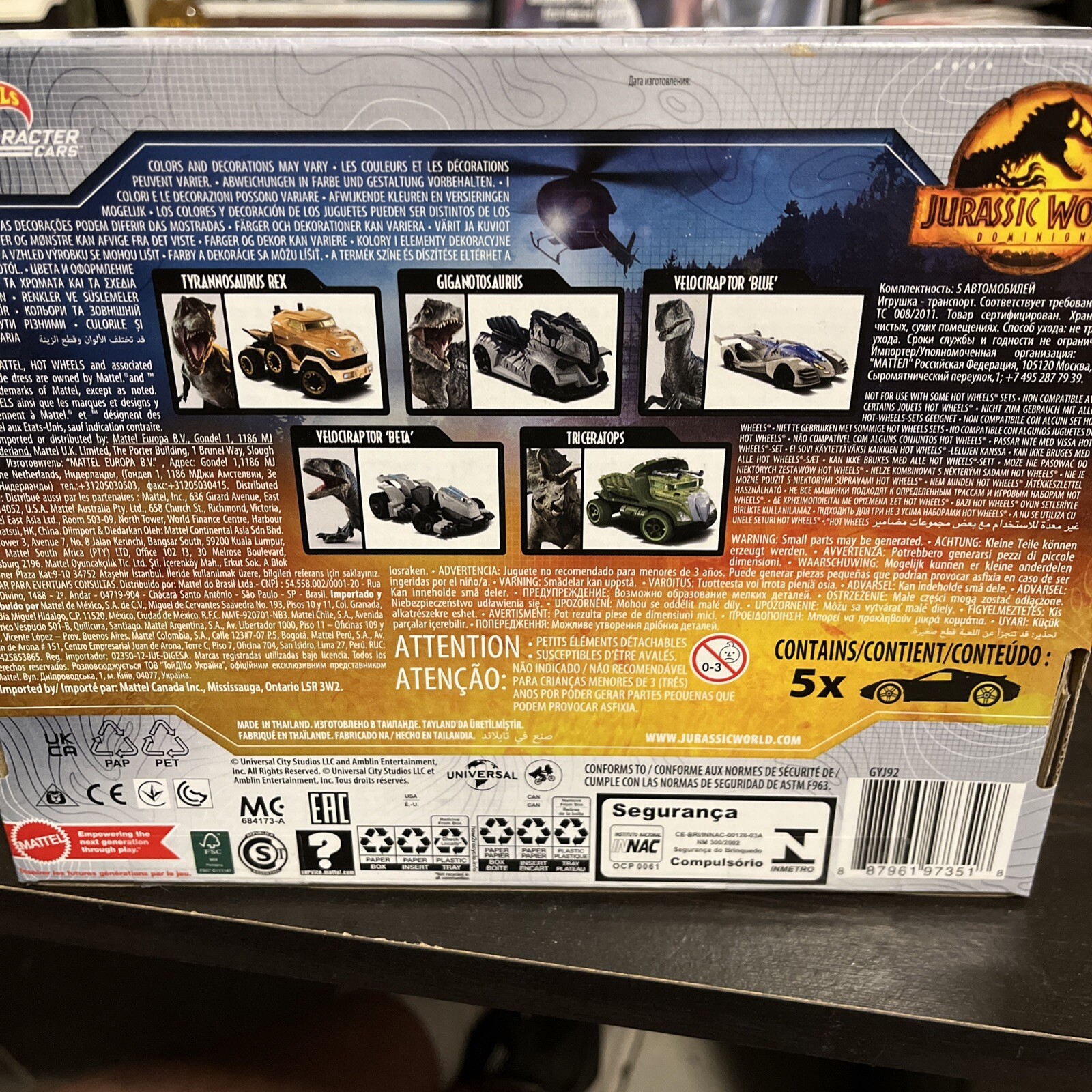 Hot Wheels Jurassic World Dominion 1:64 Car Set – GYJ92